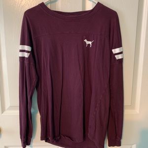 PINK burgundy logo varsity open back